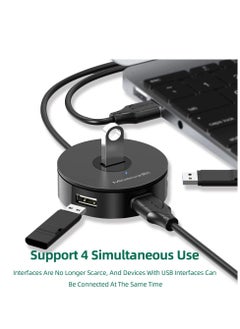 SYOSI USB 2.0 hub, Portable 4-Port Adapter, Suitable for Printers, USB Splitter with a USB C to USB Adapter, Use with Card Readers, U disks (Black)  - Image 5