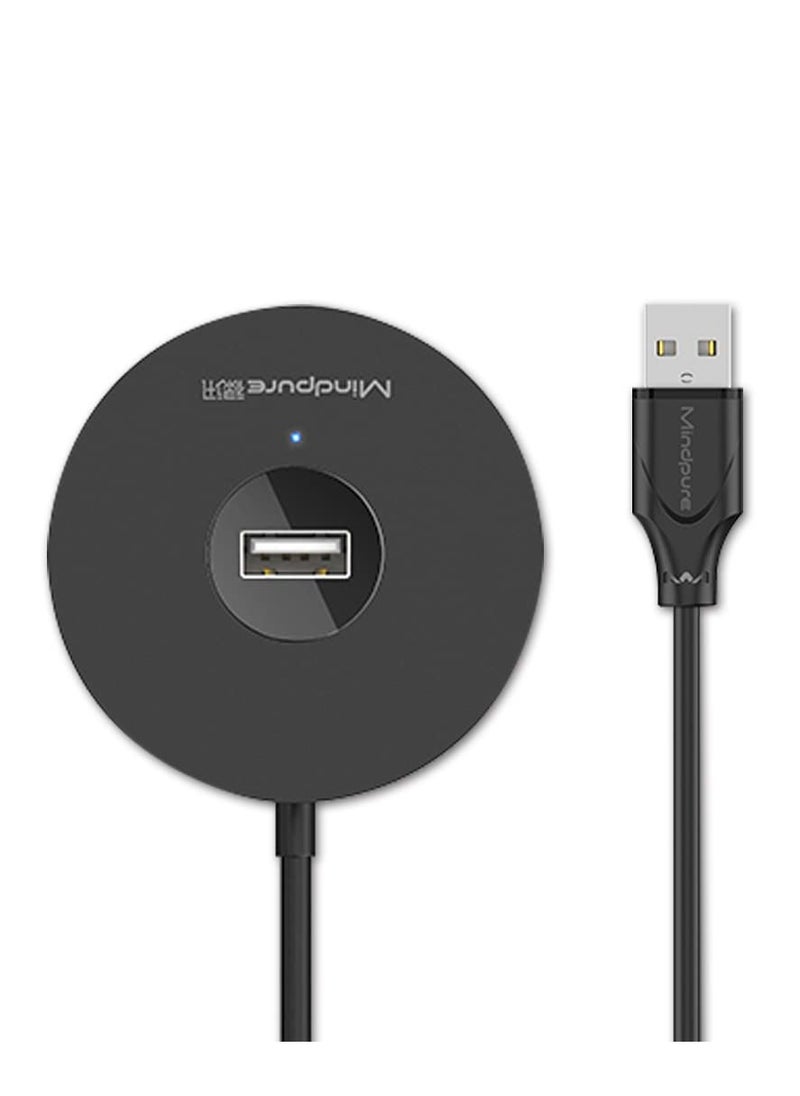 SYOSI - USB 2.0 hub, Portable 4-Port Adapter, Suitable for Printers, USB Splitter with a USB C to USB Adapter, Use with Card Readers, U disks (Black) - Image 1