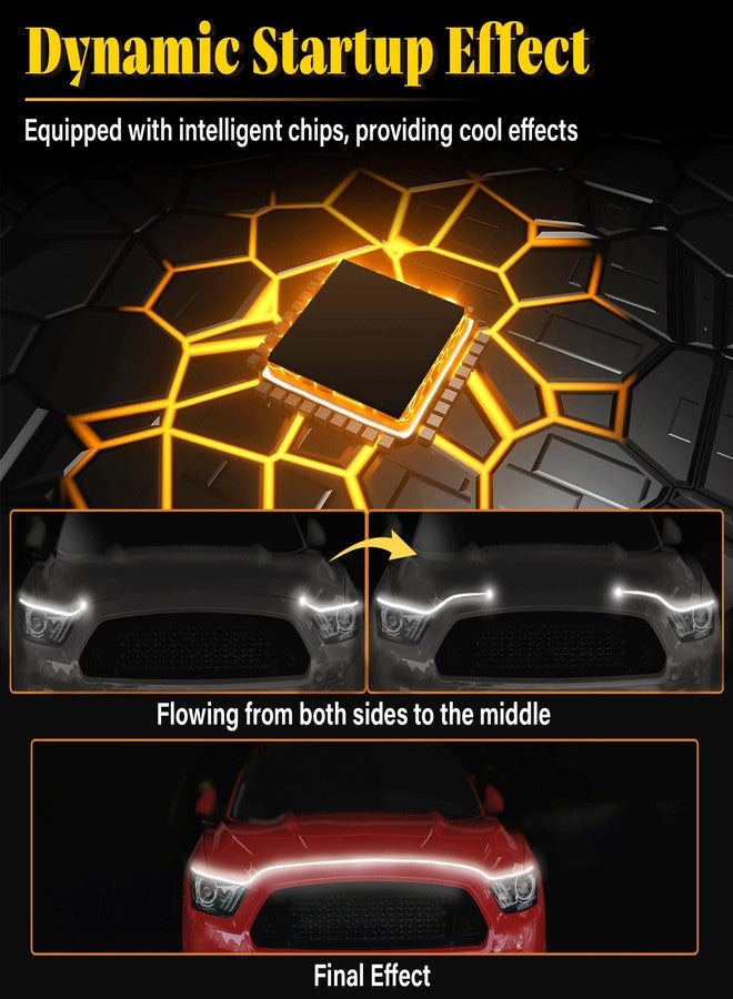 DIBMS 71-inch High-Brightness Car Hood Gap LED Light Strip - Daytime Running Lights Universal Auto Exterior Decor Accessories (White) - Image 3