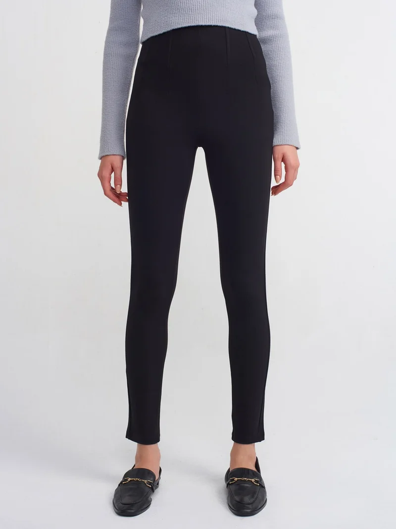ديلفين 70461 High Waist Detailed Tights-Black