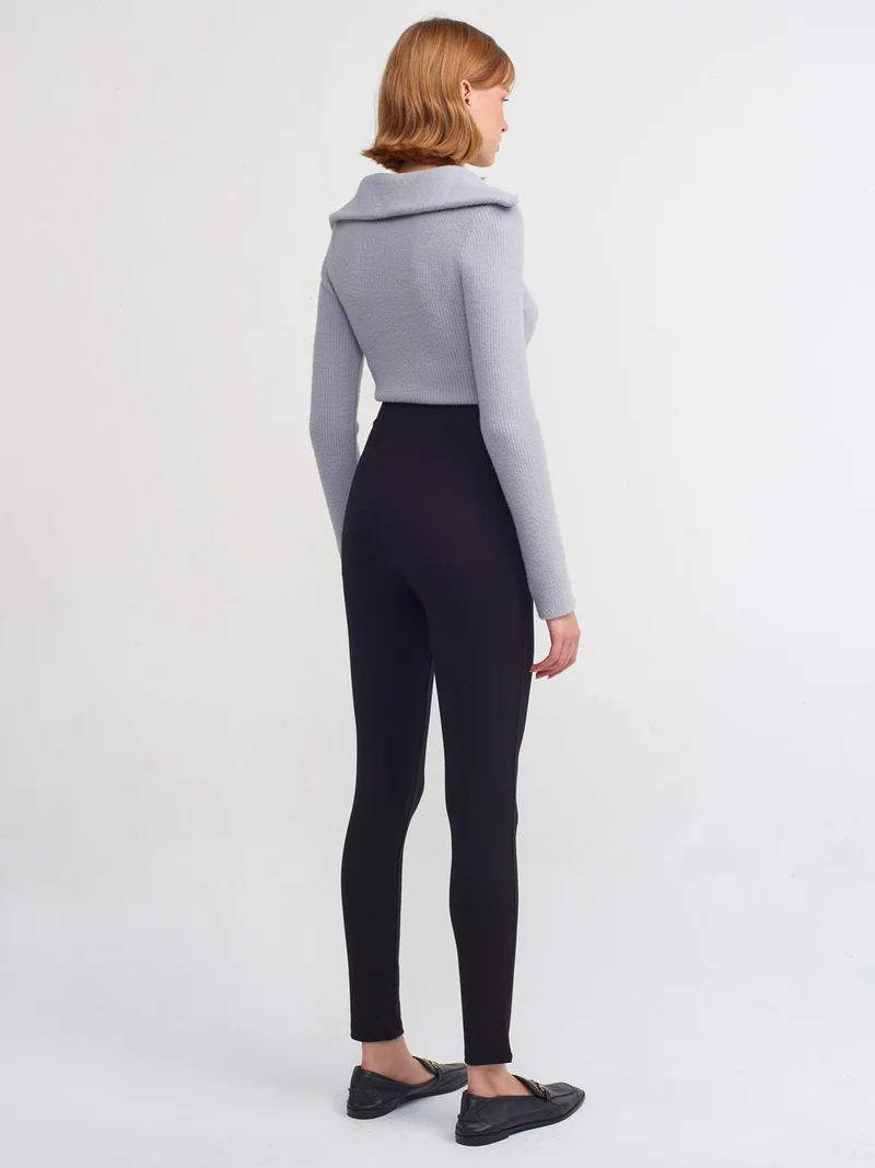ديلفين 70461 High Waist Detailed Tights-Black