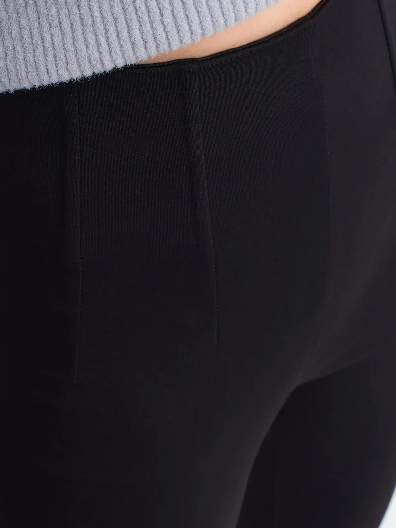 ديلفين 70461 High Waist Detailed Tights-Black