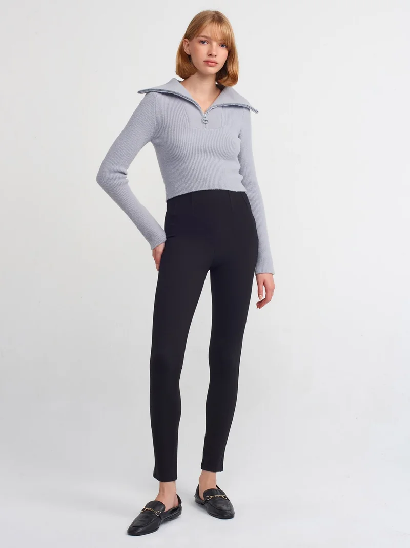 ديلفين 70461 High Waist Detailed Tights-Black