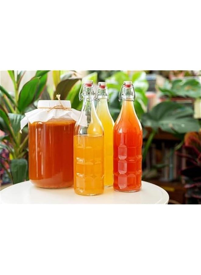 هوكور HOOKOR Flip Top Glass Bottle,3Pack 1000ML Swing Brewing with Stopper for Beverages, Oil, Vinegar, Kombucha, Beer, Water, Soda, Kefir Airtight Lid & Leak Proof Cap Clear  - Image 5
