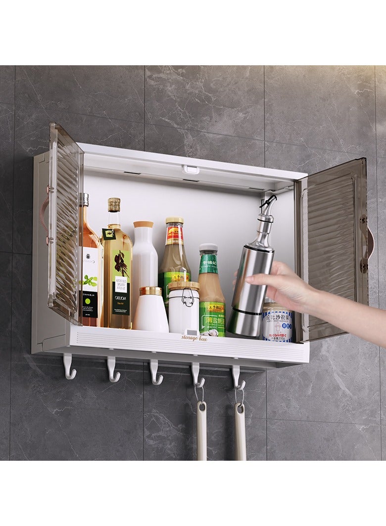 Old_Feller Kitchen Wall Cabinet Wall Mounted Bathroom Cabinet Storage Cabinet with Doors Cupboard Organizer Over The Toilet Space for Bathroom Laundry Kitchen Living Room White Free Installation Tool - Image 3