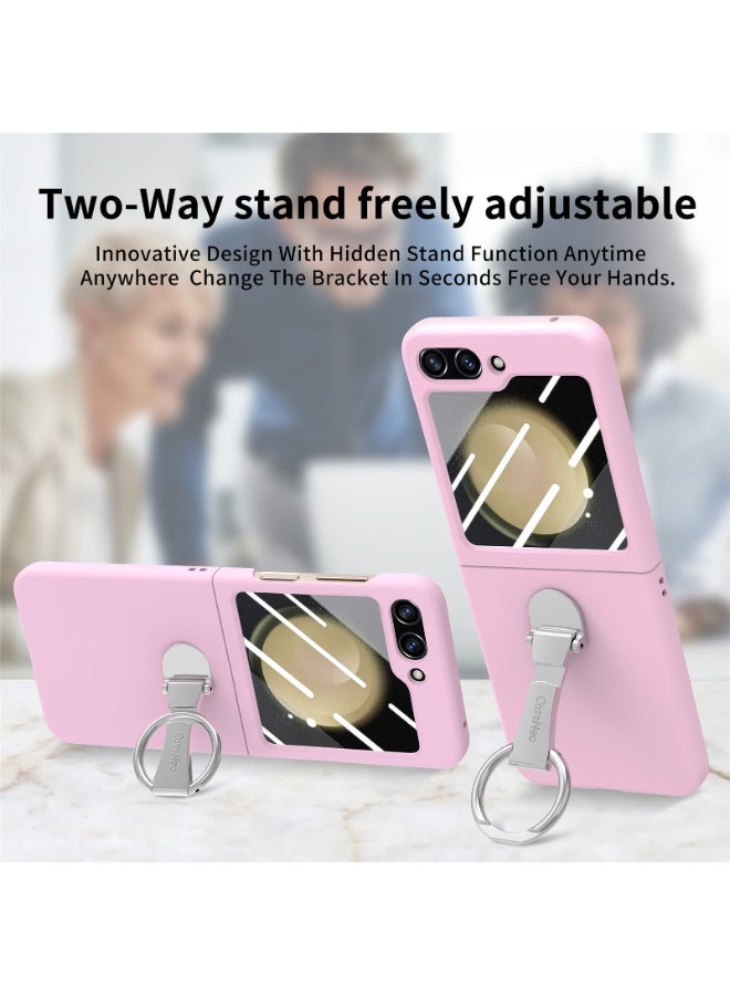 general Compatible with Galaxy Z Flip 7 2025 Case with Ring, with Electroplated Three-axis Ring Stand  Screen Protector, Slim Skin-feeling PC Protective Case for Z Flip7 - Image 2