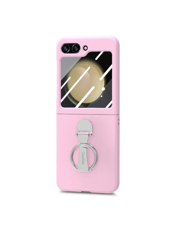 general Compatible with Galaxy Z Flip 7 2025 Case with Ring, with Electroplated Three-axis Ring Stand  Screen Protector, Slim Skin-feeling PC Protective Case for Z Flip7 - Image 1