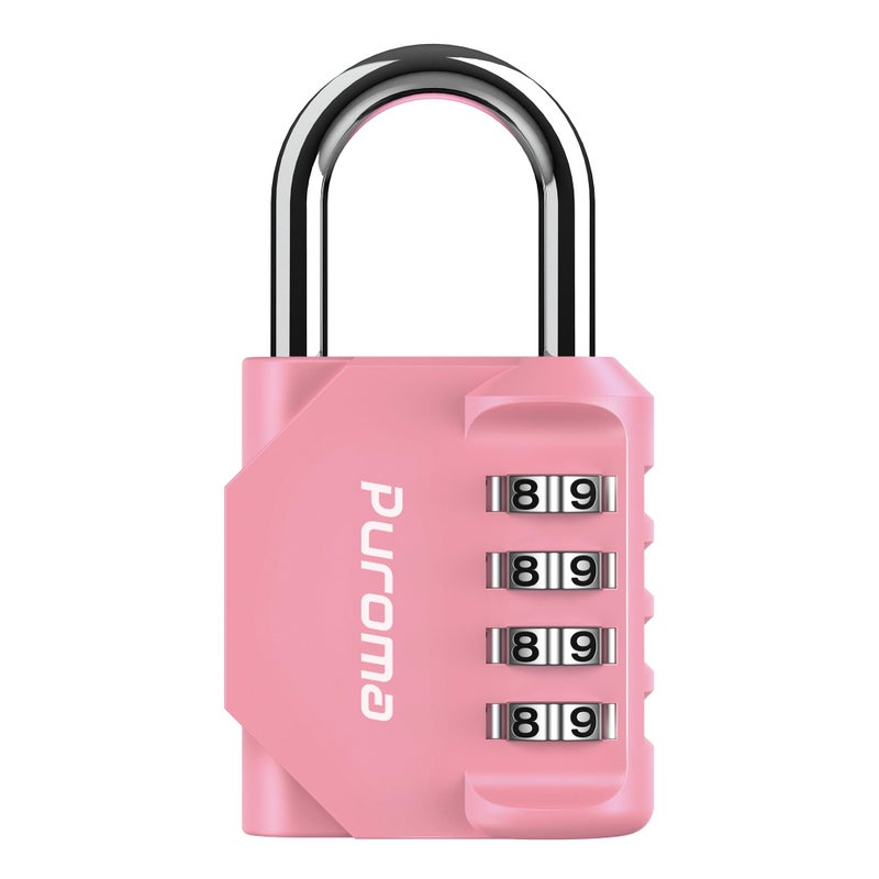 Puroma 1 Pack Combination Lock for Locker 4 Digit Outdoor Waterproof Padlock for School Gym Sports Fence Toolbox Gate Case Outdoor Hasp Storage Cabinets Rose Pink