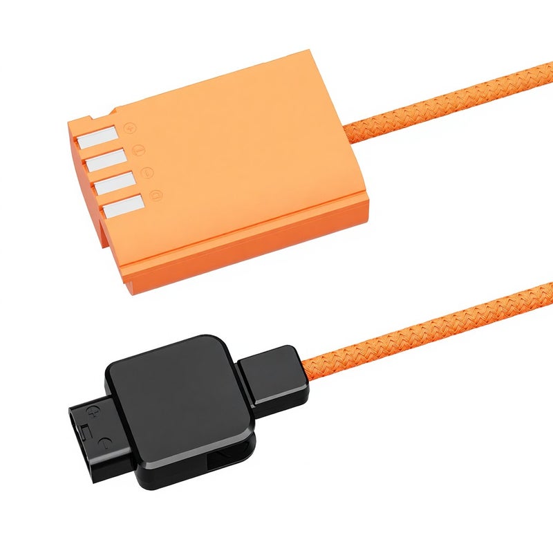 Dmw-Blk22 Dummy Battery: Orange 8.4V/3A Stable Power Supply Coupler - D-Tap Adapter for Panasonic Lumix Long Video Recording Live Streaming - Image 1