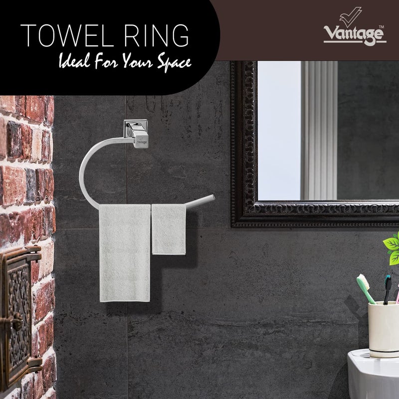 Vantage VCK2013 100 Brass Towel Ring Wall Mounted Chrome Finish Cloth Hanging Bathroom Accessory Napkin Hang for Seamless Luxurious Decor - Image 5