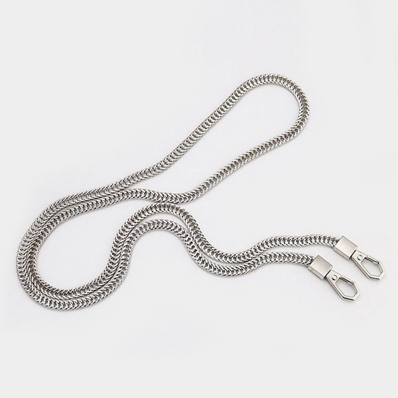 Tia Premium Purse Shoulder Bag Chain Strap Handle Handbag Purse Chain Replacement Purse Clutch Making Decoration DIY Silver Premium Flat Chain with Heavy Hexa Hook120Cm1 Pc - Image 3