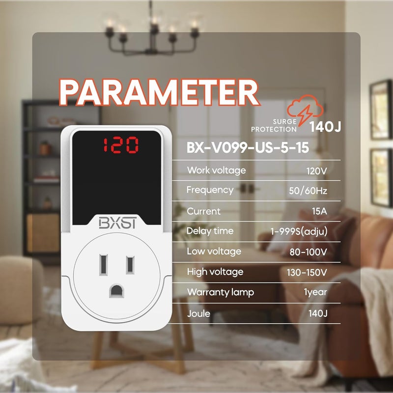 BXST 140J Surge Protector Surge Protector Plug Outlet Surge Protector for Refrigerator/Air Conditioner/Refrigerator Home/Office/Travel Portable - Image 2