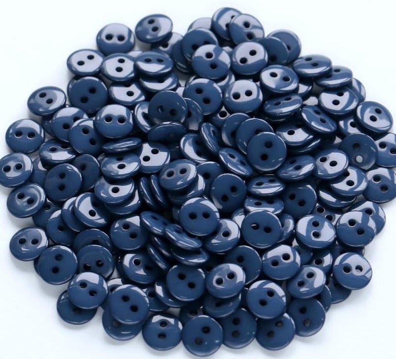 GANSSIA 500pcs 9mm (11/32 Inch) Tiny and Small Size Resin Buttons for Garments Sewing 2 Holes Dark Blue Color Buttons DIY Crafts - Image 1