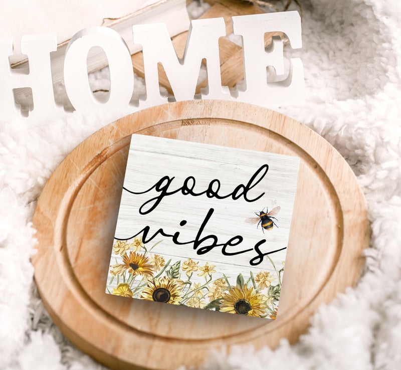 SRADMO Inspirational Bee and Sunflower Decor Wood Box Sign Desk Decor  Summer Decor Rustic Wooden Block Box Sign Decoration For Home Office Shelf Table Decorative Accessories - Image 5