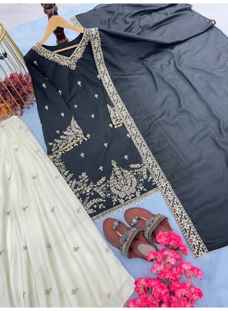 Super Asian Designer Salwaar Set with 5 mm Sequin Embroidery & Fancy Dupatta – Premium Festive Wear  - Image 3