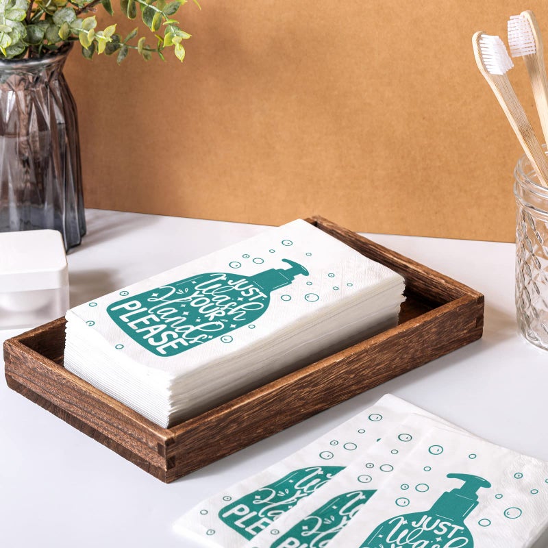 Yexiya Disposable Guest Towels Bathroom Paper Towels Guest Hand Towels Napkins Just Wash Your Hands Please Bathroom Napkins for Powder Room Wedding Holiday (White Blue  200 Pcs) - Image 3
