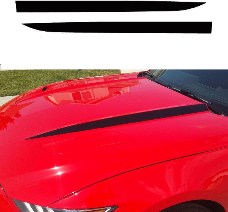 XOTIC TECH Hood Spear Side Stripe Decal Sticker for Ford Mustang 2015-2023, Glossy Black - Image 1