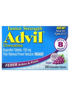 Advil Advil, Junior Strength, Chewables, Ages 2-11, Grape, 100 mg , 24 Chewable Tablets  - Image 1