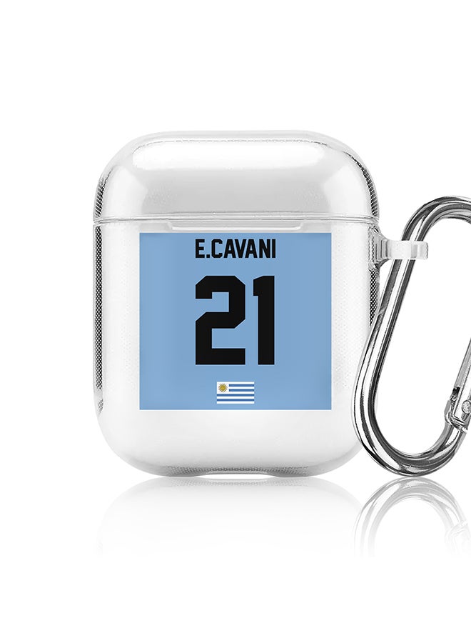 Stylizedd Classic Clear printed Case for Apple Airpods 2 / 1 Soft TPU Gel Thin Transparent Flexible Cover - Football Team - Uruguay , Player Name - E.Cavani - Image 1