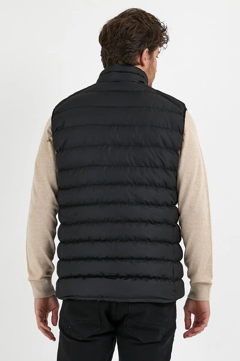 اوديلون Stand Collar Slim Fit Men's Black Casual Vest