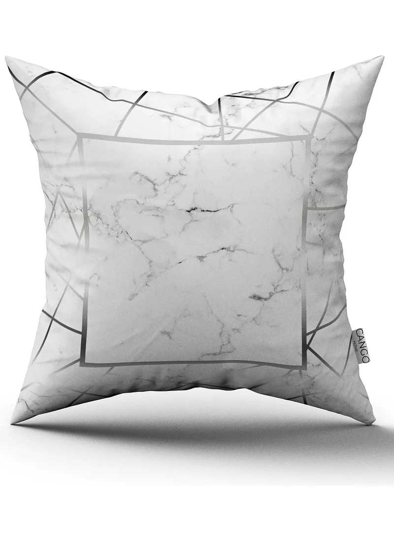 Cango Home White Gray Decorative Marble Patterned Double Sided Digital Printed Throw Pillow Cover - YLMS98