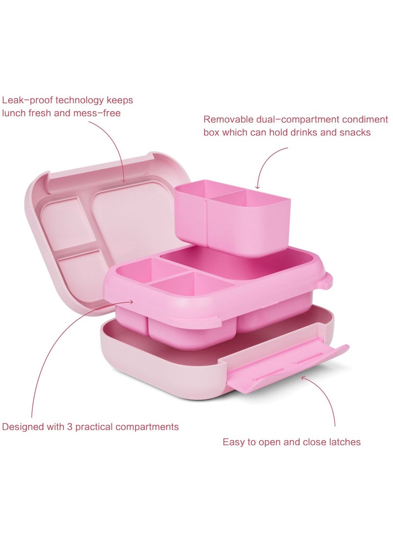LKTOCAFT Lunch Box For Kids, Lunch Box And Water Bottle With Bag, Bento Lunch Box For School, Leak-Proof 3 Practical Compartments And 2 Removable Compartment, Microwave And Dishwasher Safe, Pink  - Image 3