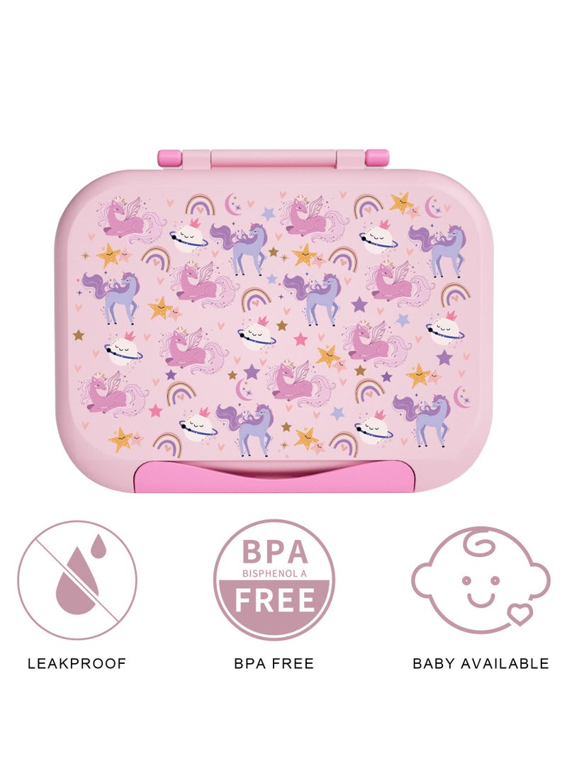 LKTOCAFT Lunch Box For Kids, Lunch Box And Water Bottle With Bag, Bento Lunch Box For School, Leak-Proof 3 Practical Compartments And 2 Removable Compartment, Microwave And Dishwasher Safe, Pink  - Image 4