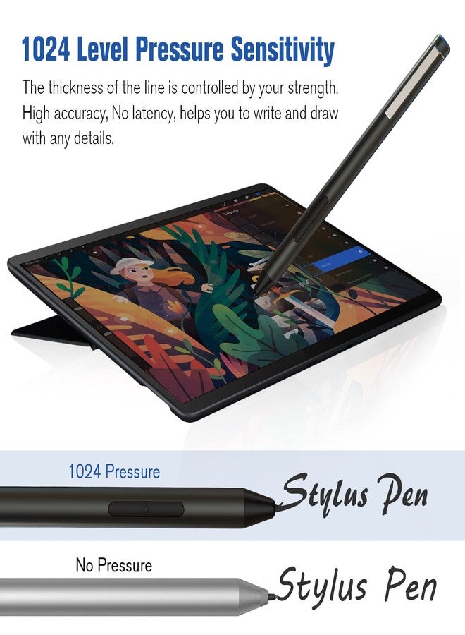 إيفر قلم iafer Stylus لأجهزة Surface، عمر افتراضي يصل إلى 3000 ساعة مع 1024 مستوى ضغط، متوافق مع أجهزة Surface Pro 8 و7 و6 و5 و4 و3، وSurface Laptop 4/3/2/1، وSurface Book 3/2/1، وSurface Go 3/2/1 - Image 3