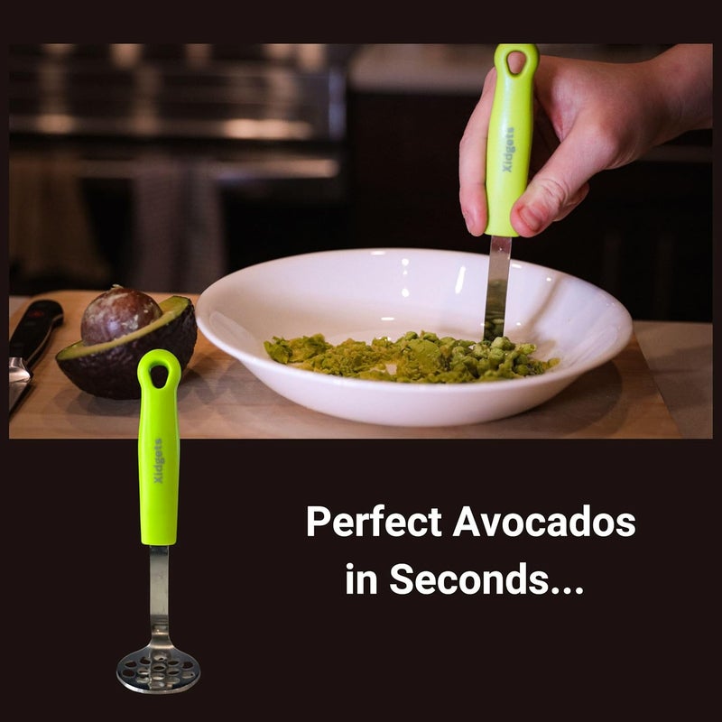 Xidgets Mini Avocado Masher, Small Potato Masher, Heavy Duty, Kitchen Utensil. Stainless Steel, Tiny Masher, Compact Mini Masher for Avocado - Effortless Guacamole Preparation, Dishwasher Safe.… (Green) - Image 2