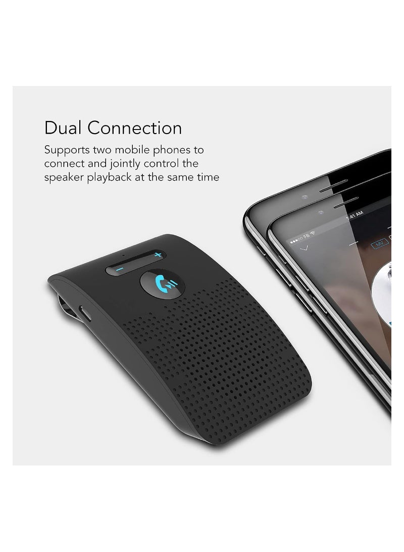 KASTWAVE Car Bluetooth Handsfree Speakerphone, Car Voice Guidance Bluetooth 5.0 Receiver with Back Clip, Auto Power On Off, Black - Image 3