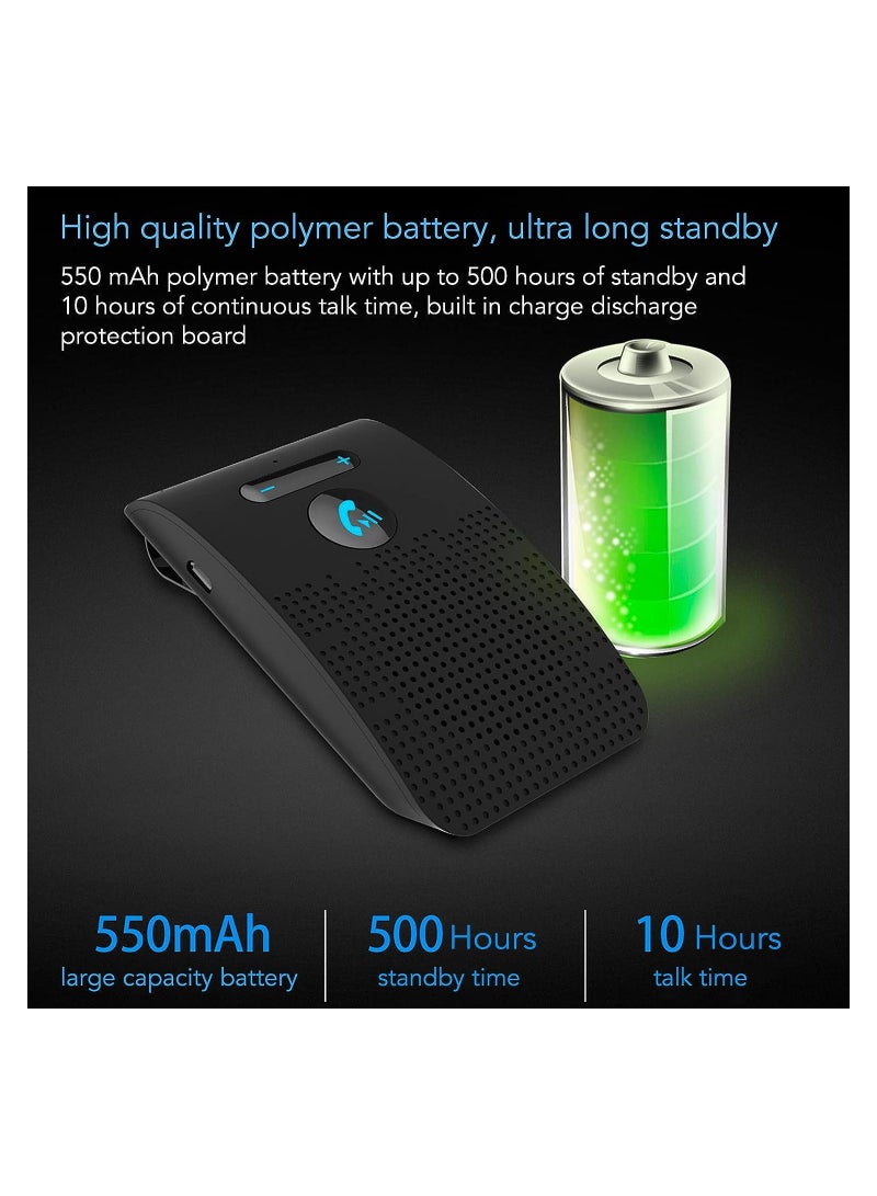 KASTWAVE Car Bluetooth Handsfree Speakerphone, Car Voice Guidance Bluetooth 5.0 Receiver with Back Clip, Auto Power On Off, Black - Image 5