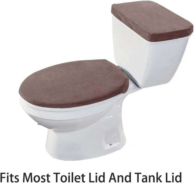 Madeals Toilet Mat and lid Cover Set with Toilet Tank Cover 3 Piece Toilet Set Brown - Image 4