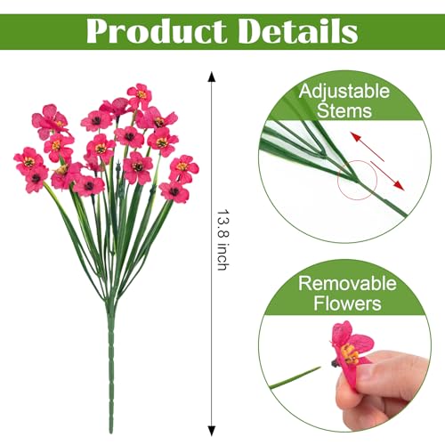 Bassion 24 Bundles Artificial Flowers for Outdoors Decoration UV Resistant Mixed Color Silk Fake Faux Flowers Artificial Plants for Outside Window Box Porch Garden Home Decor - Image 3