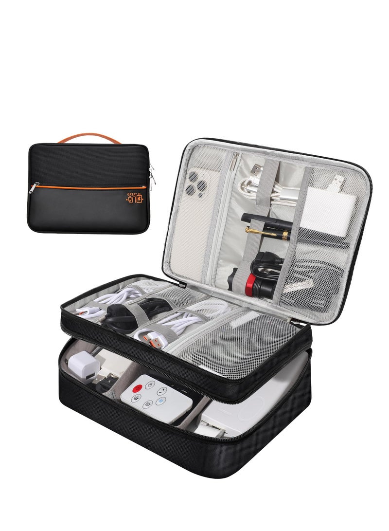 SOLARAE Electronic Organizer Travel Case, Travel Cord Organizer Case Portable Waterproof Cable Organizer Bag, Durable and Waterproof Cationic Fabric, for Charger, Cord, USB, Power Bank, Earphone - Image 1