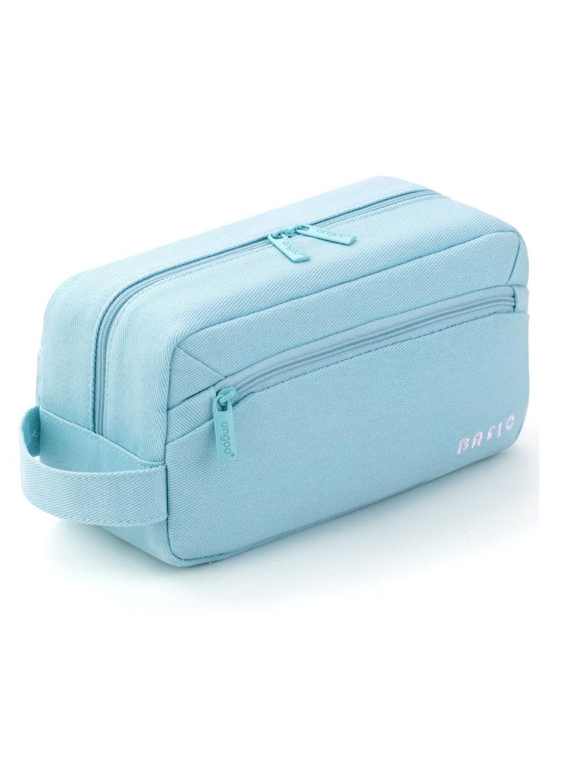 Excefore Big Capacity Pencil Case Canvas Large Storage Pouch Pen Holder Simple Stationery Bag Office Organizer School Supplies Portable Gift for Teen Girls Boy Men Women (Blue)  - Image 1