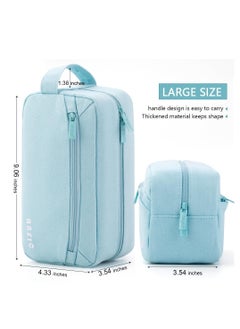 Excefore Big Capacity Pencil Case Canvas Large Storage Pouch Pen Holder Simple Stationery Bag Office Organizer School Supplies Portable Gift for Teen Girls Boy Men Women (Blue)  - Image 3