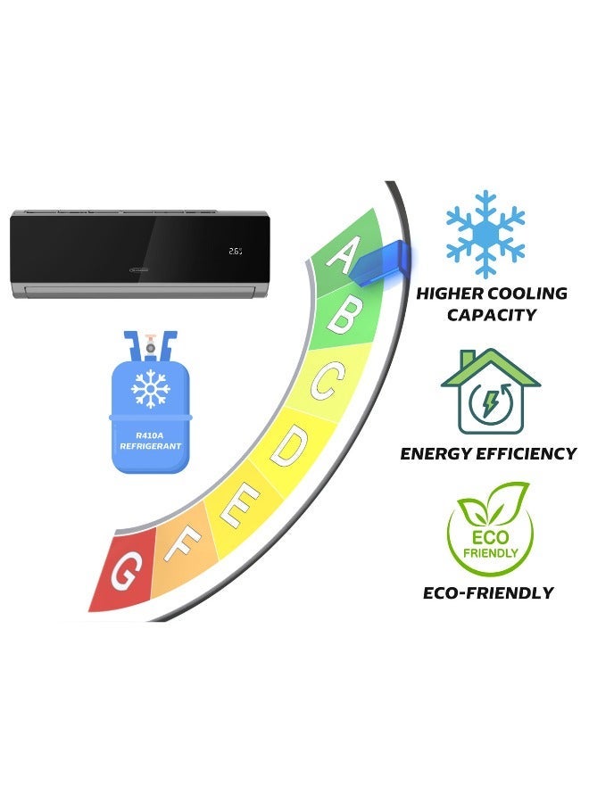 GeneralGold General Gold 1.5 Ton Air Conditioner 18000 BTU, T3 Cool Only, Black Panel with WIFI Control, Energy-Efficient R410, Quiet Operation, Split AC Rotary System With Remote and Pipe Kit (1.5Ton) - Image 2