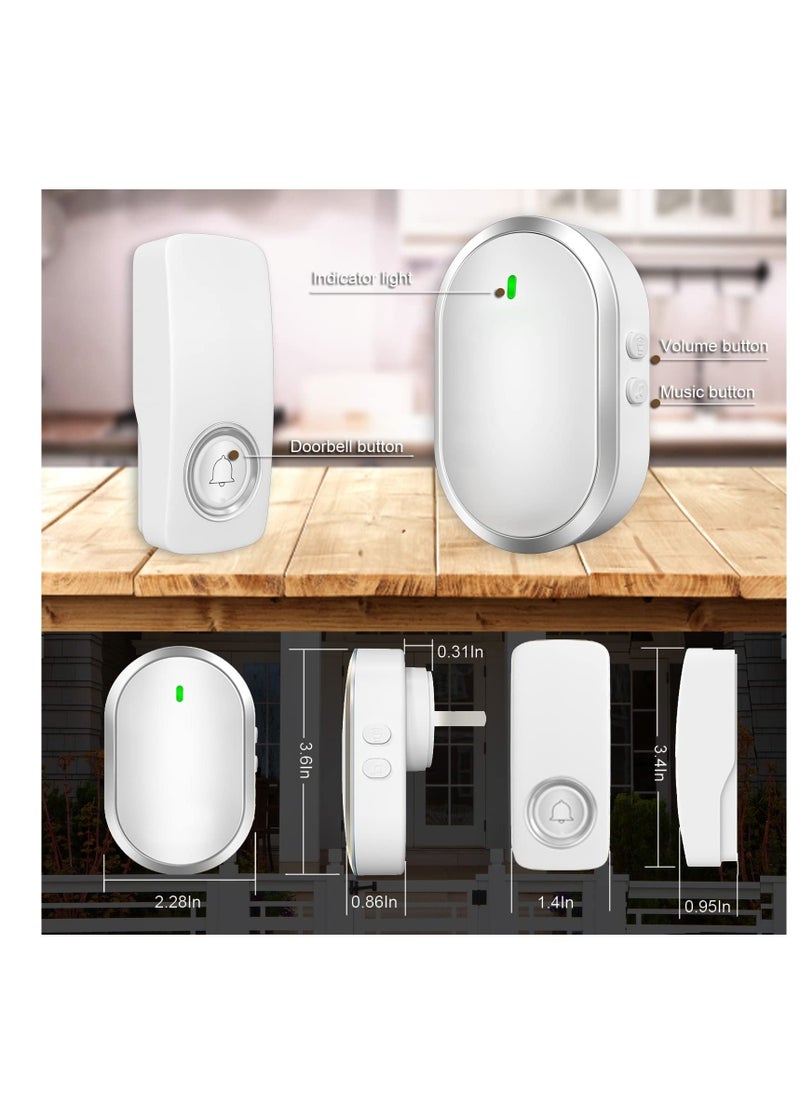 Y&D - Wireless Doorbell Door Bell Ringer with 38 Melodies Adjustable Volume& Quiet Modes Plug and Play 1 Receiver&1 Waterproof Push Button for house office classroom - Image 1