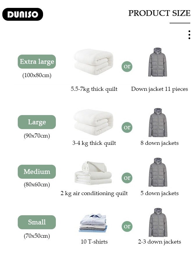 DUNISO 4 PCS Portable Vacuum Storage Bag with Electric Pump, Reusable Travel Vacuum Sealer Bags, Compression Airtight Sealer Bags with Seal Special-Grip Clip, Space Saver Compression Bags for Clothes, Mattress, Blanket, Duvets, Pillows, Comforters, Quilt  - Image 2