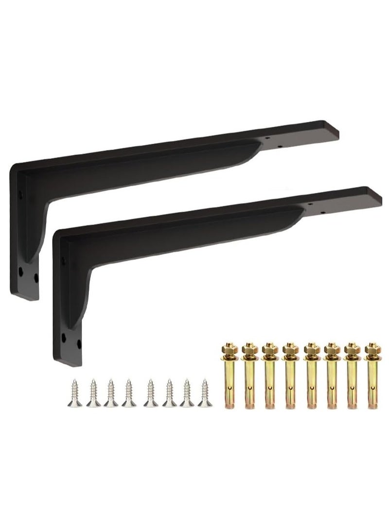 Rubik Shelf Brackets 17.5 inch - 2pcs Wall Mounted Triangle Heavy Duty Corner Brace Joint Right Angle L Bracket for DIY Table Bench Countertop - Black  - Image 1