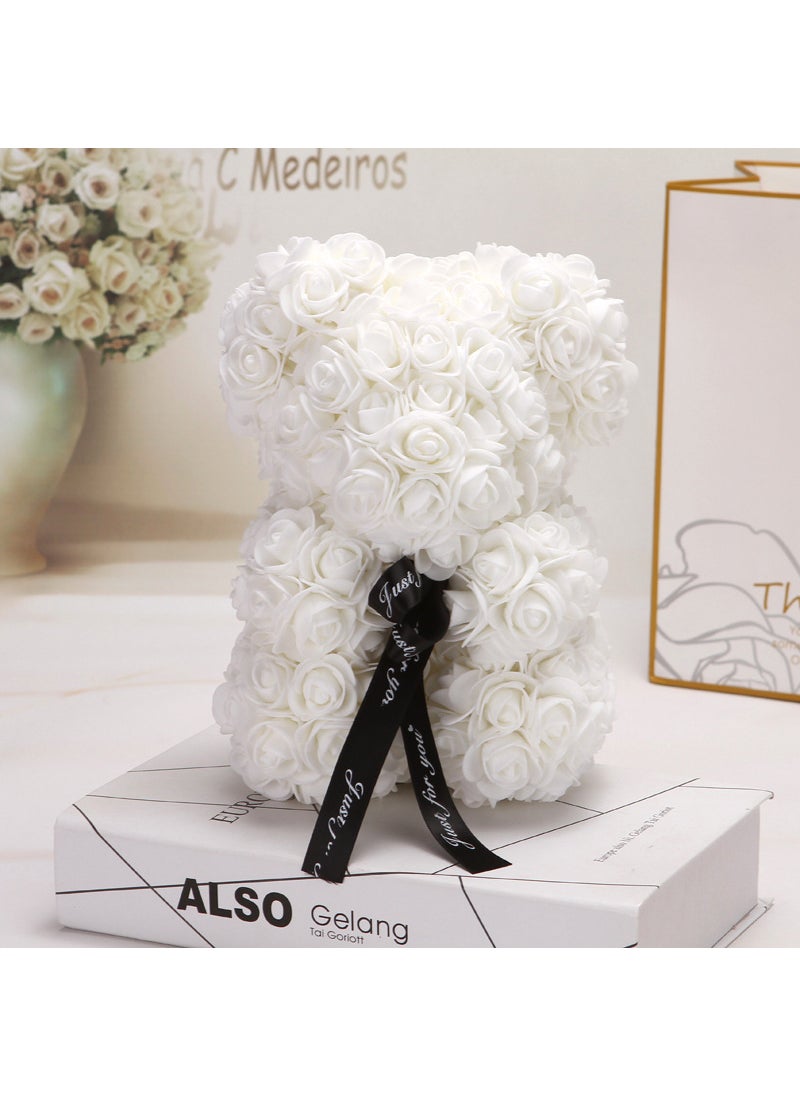 Generic Valentines 25cm Rose Bear Gift Box White PVC gift box 