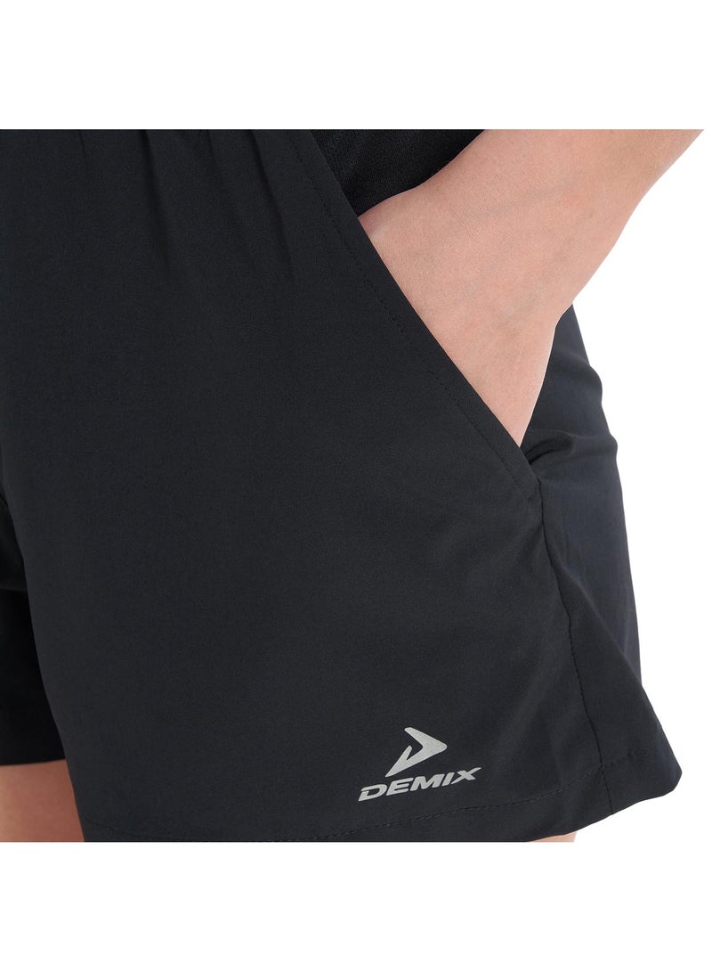 Demix Women's Running Shorts - Demix Black Lightweight & Breathable Athletic Shorts with Moisture-Wicking Fabric & Reflective Details - Image 5