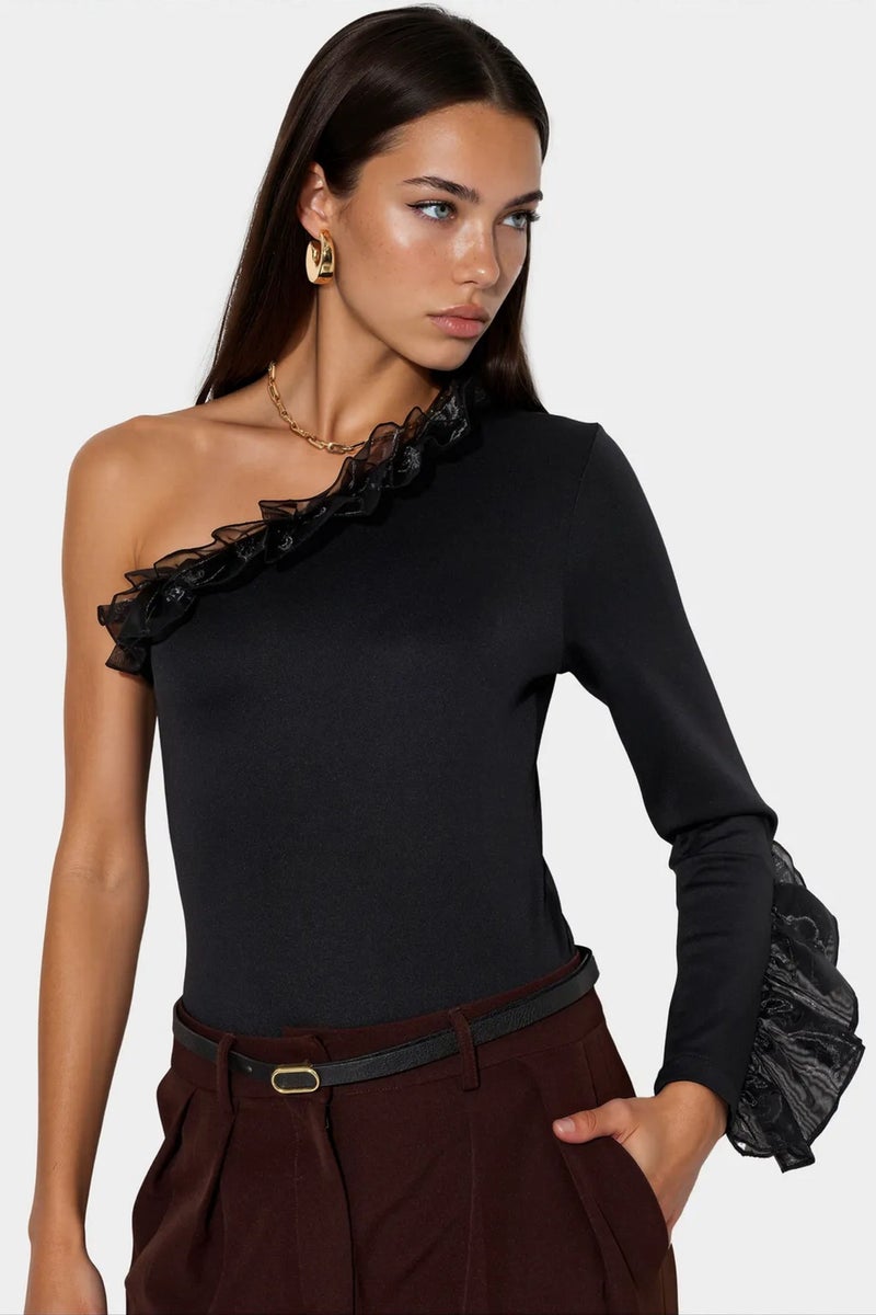 Jennyfer One-Shoulder Slim-Fit Knit Jumpsuit - Image 1