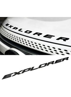 بيعتكلها ملصق سيارة ثلاثي الأبعاد يحمل شعار EXPLORER شعار الجسم وشارة غطاء محرك السيارة وإكسسوارات السيارات المتوافقة مع Ford Explorer (أسود غير لامع)  - Image 1