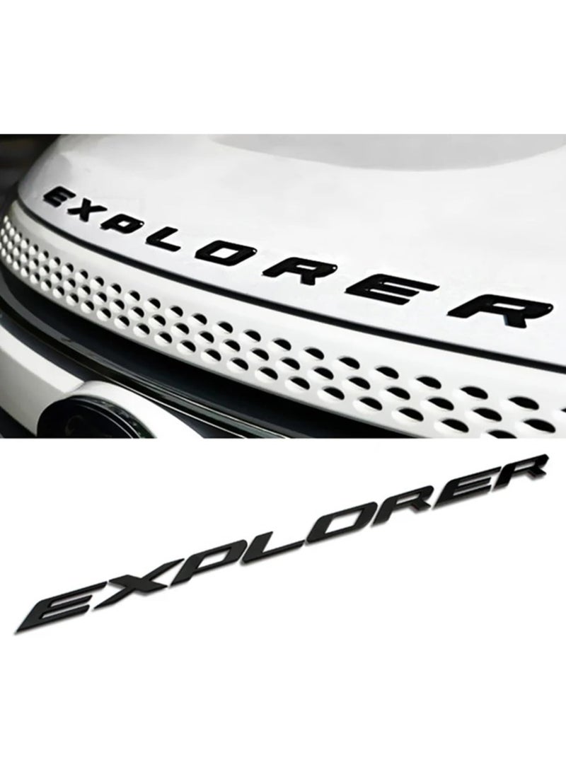 بيعتكلها ملصق سيارة ثلاثي الأبعاد يحمل شعار EXPLORER شعار الجسم وشارة غطاء محرك السيارة وإكسسوارات السيارات المتوافقة مع Ford Explorer (أسود غير لامع) - Image 1