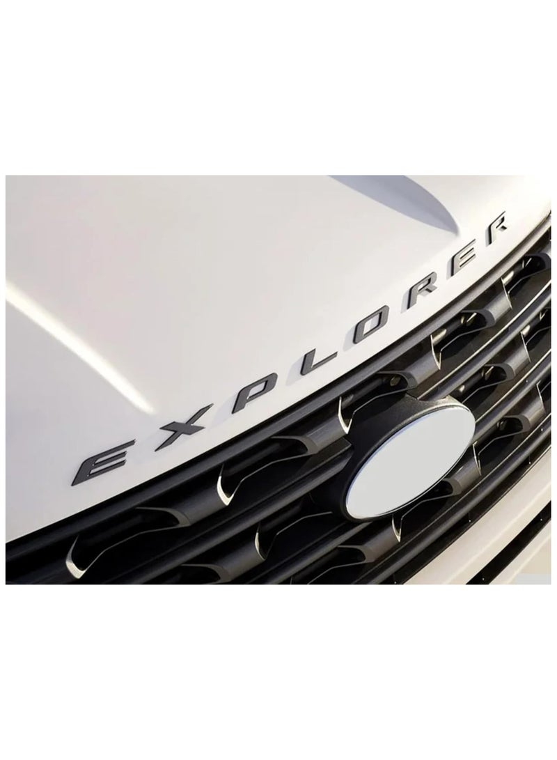 بيعتكلها ملصق سيارة ثلاثي الأبعاد يحمل شعار EXPLORER شعار الجسم وشارة غطاء محرك السيارة وإكسسوارات السيارات المتوافقة مع Ford Explorer (أسود غير لامع) - Image 2
