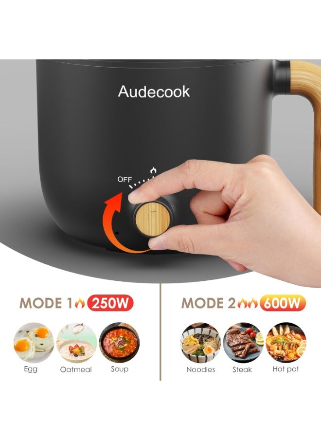 Audecook Electric Hot Pot with Steamer, 1.5L Portable Rapid Mini Cooker, Multifunctional Non-Stick Electric Skillet for Stir Fry/Stew/Steam  - Image 2