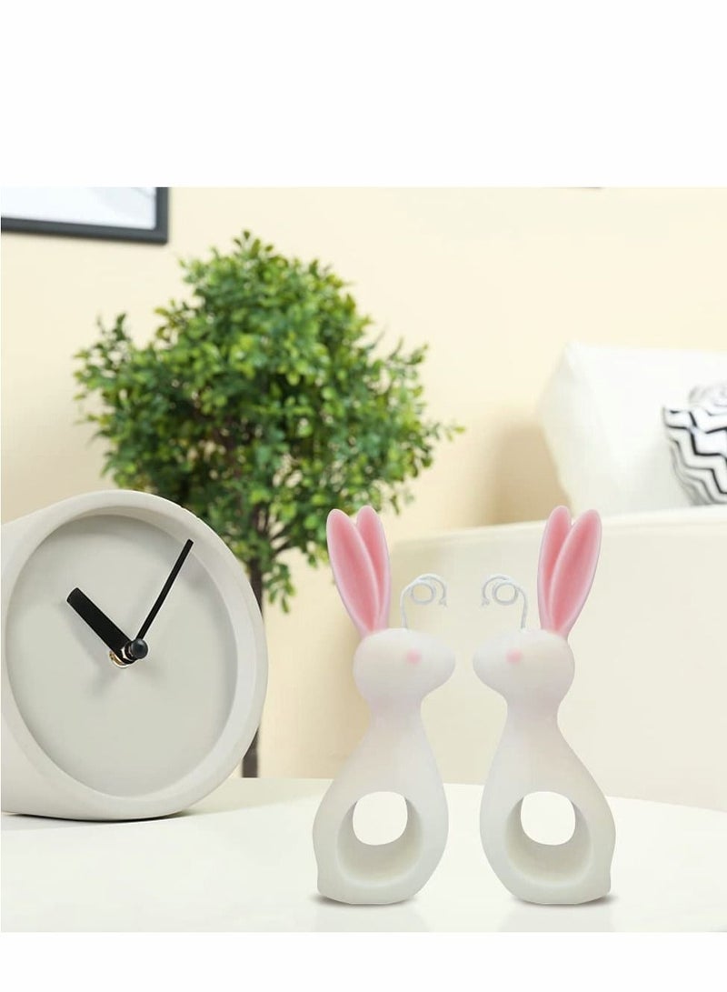 Excefore 2Pcs Silicone Mold 3D Kissing Couple Rabbit Candle Molds for Candle Making, Bunny Silicone Mold, DIY Candle Plaster Soap Craft Making Tool - Image 3