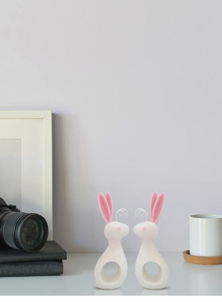 Excefore 2Pcs Silicone Mold 3D Kissing Couple Rabbit Candle Molds for Candle Making, Bunny Silicone Mold, DIY Candle Plaster Soap Craft Making Tool - Image 5