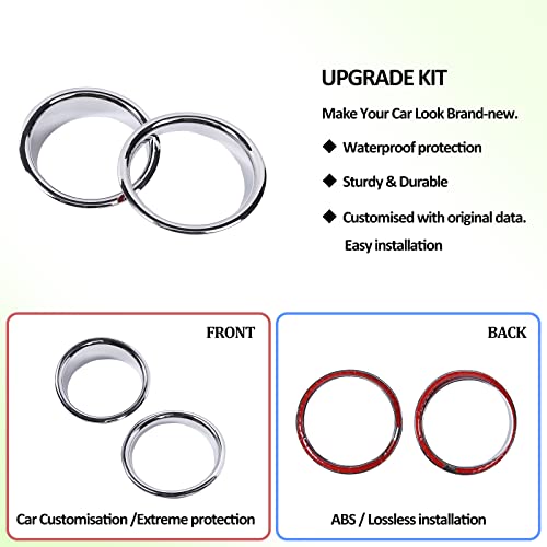 Qiosreui Front Fog Light Lamp Cover Ring for Hummer H2 2003-2009 Accessories, Fog Lamp Trim Frame Molding Protector, Front Bumper Fog Light Ring Bezels Covers Trim, ABS (Chrome) - Image 4
